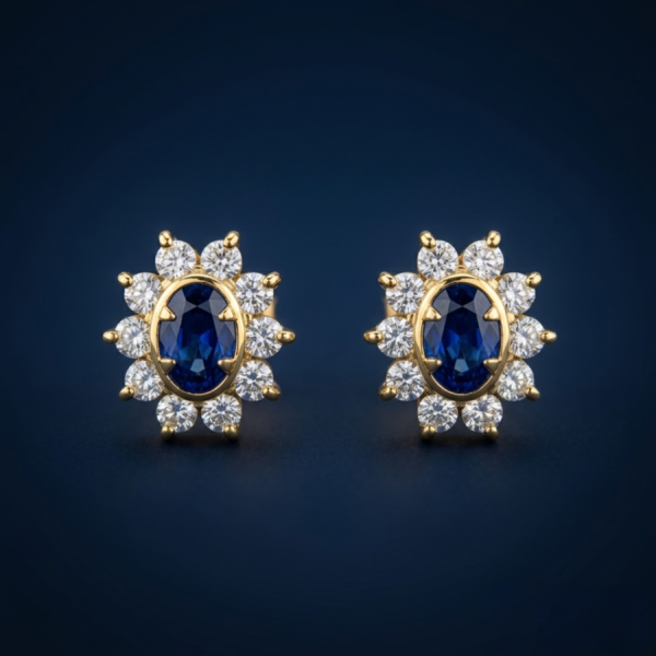 Turquoise Silver Cluster Earrings